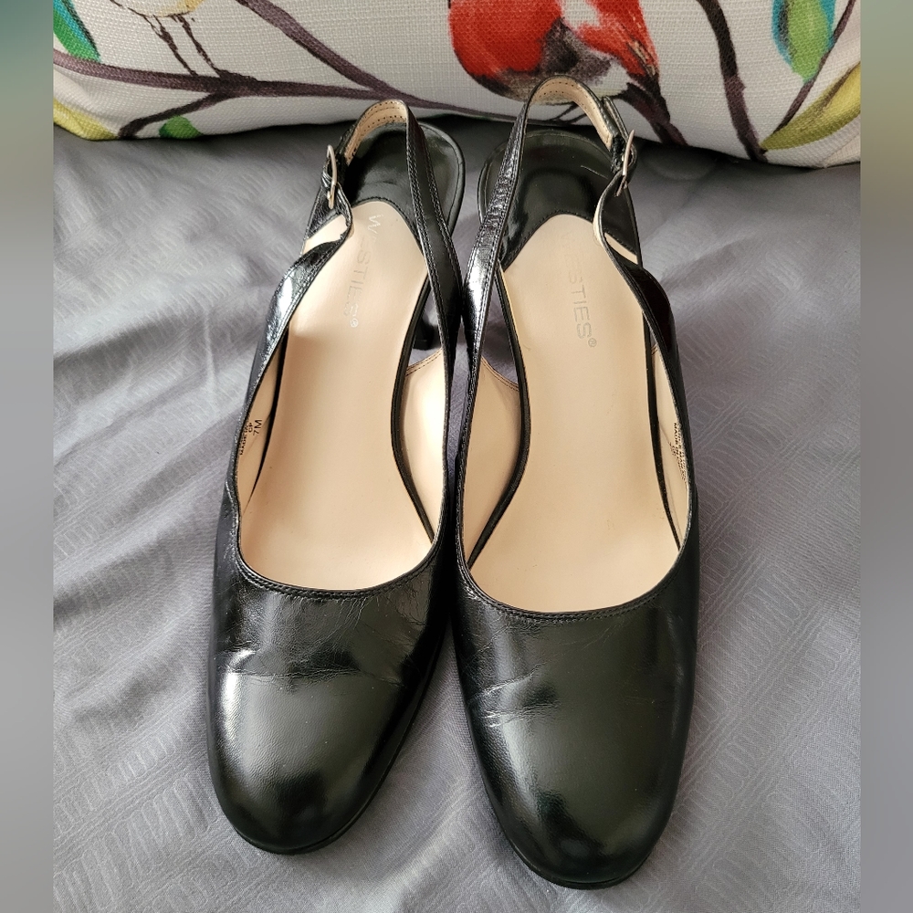 Westies by Nine West Classic Leather Slingback Pump / Heel Sz 7M, Black